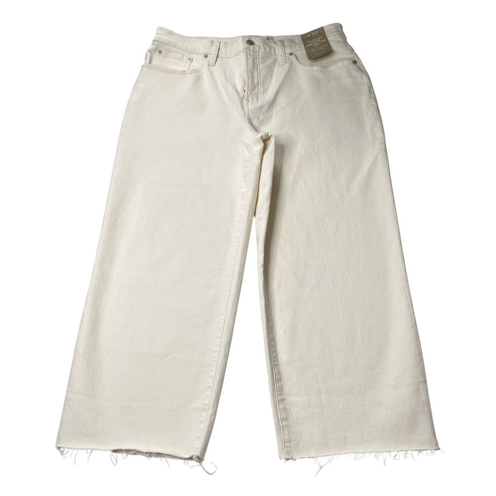 Madewell The Perfect Vintage Wide Leg High Rise Crop Jeans Women's 32P Raw Hem
